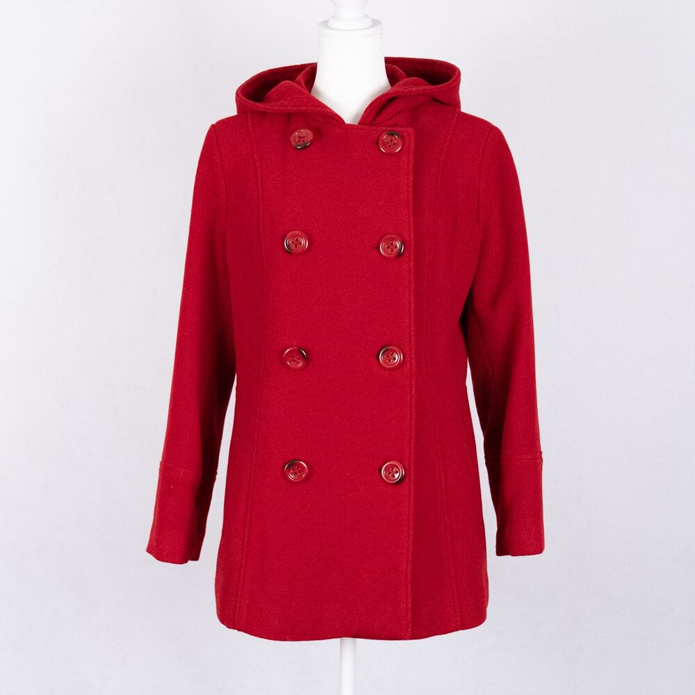Classic Wool Blend Pea Coat Red Women's SMALL Rory Gilmore Blair Waldorf Gossip